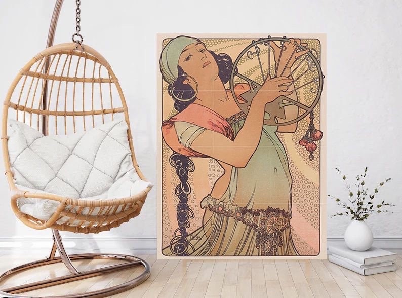 Tile Mural/Mosaic Ceramic Panel of Salome - Alphonse Mucha Prints - Vintage Art Nouveau Wall Art - Tile Mosaic - Art Nouveau Woman Print