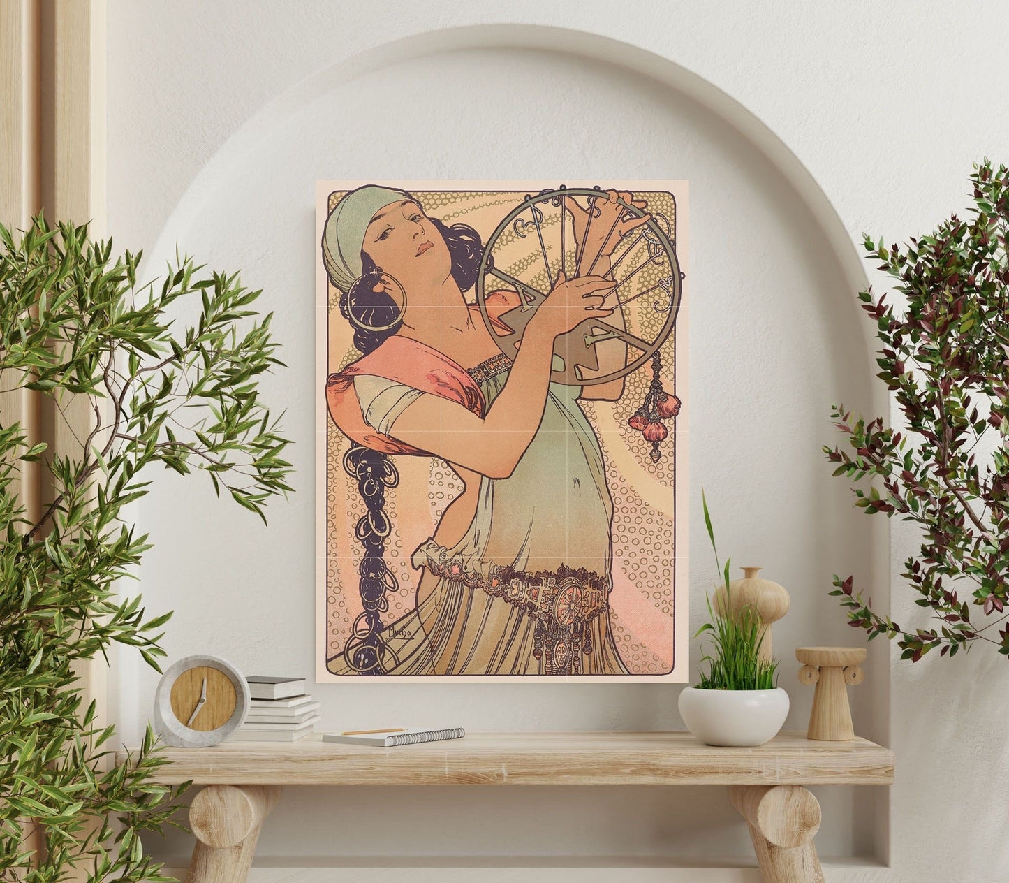 Tile Mural/Mosaic Ceramic Panel of Salome - Alphonse Mucha Prints - Vintage Art Nouveau Wall Art - Tile Mosaic - Art Nouveau Woman Print
