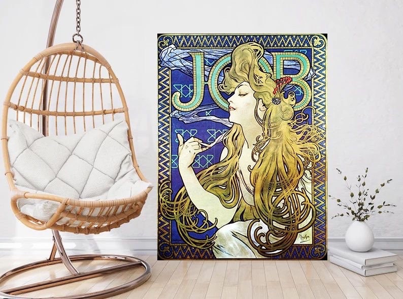 Tile Mural/Mosaic Ceramic Panel of Job - Alphonse Mucha Prints - Vintage Art Nouveau Wall Art - Tile Mosaic - Woman Art Nouveau Tile Mural