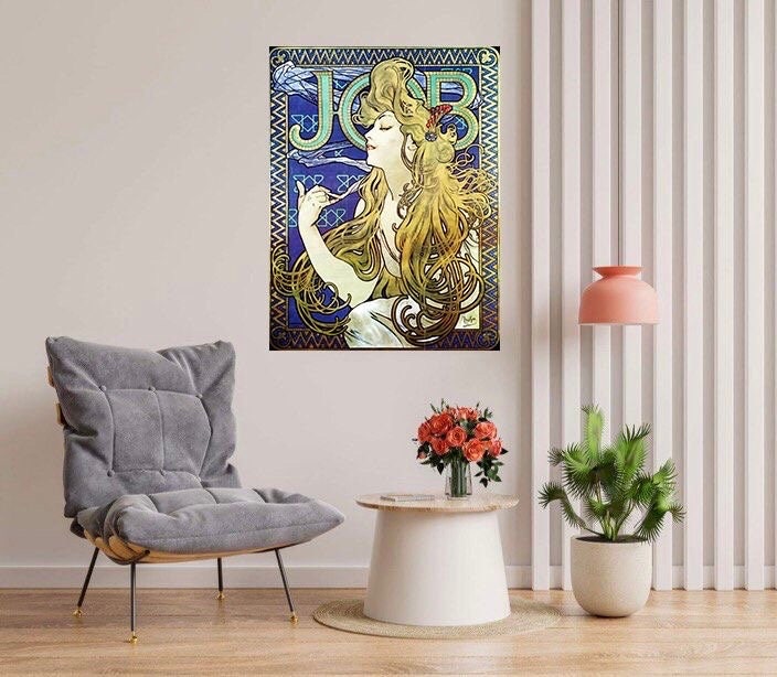 Tile Mural/Mosaic Ceramic Panel of Job - Alphonse Mucha Prints - Vintage Art Nouveau Wall Art - Tile Mosaic - Woman Art Nouveau Tile Mural