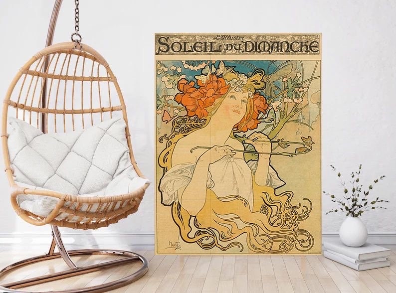 Tile Mural/Mosaic Ceramic Panel of Soleil du Dimanche - Alphonse Mucha Prints - Vintage Art Nouveau Wall Art - Woman Art Nouveau Tile Mosaic