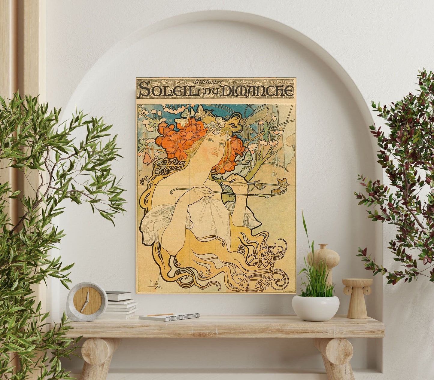 Tile Mural/Mosaic Ceramic Panel of Soleil du Dimanche - Alphonse Mucha Prints - Vintage Art Nouveau Wall Art - Woman Art Nouveau Tile Mosaic