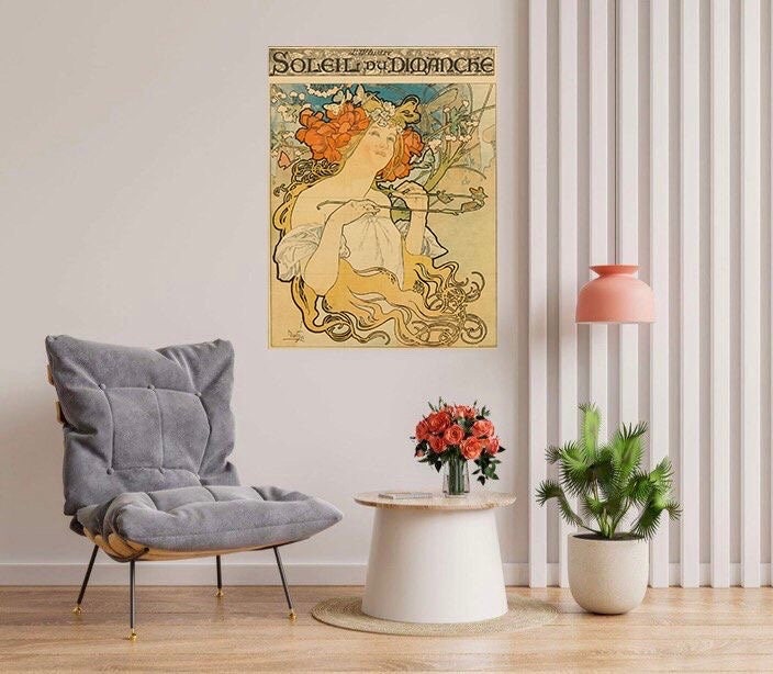 Tile Mural/Mosaic Ceramic Panel of Soleil du Dimanche - Alphonse Mucha Prints - Vintage Art Nouveau Wall Art - Woman Art Nouveau Tile Mosaic