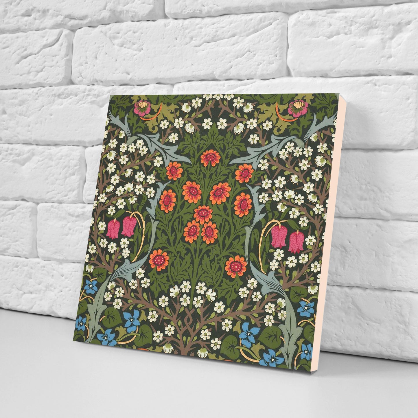 William Morris Set of 3 Ceramic tiles,Ceramic Decor Tiles,Kitchen Backsplash Tiles, Bathroom Tiles, Botanical wall art, William Morris print