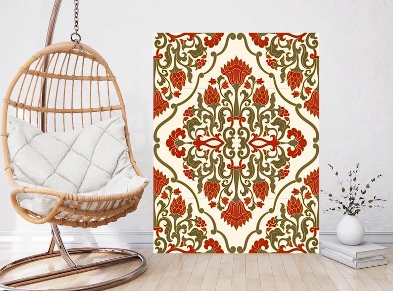 Flower Art Nouveau Ceramic Tile Mural/Mosaic - Floral Art Nouveau -Pattern Art Print - Flower Mural - Botanical Print - Art Nouveau Wall Art