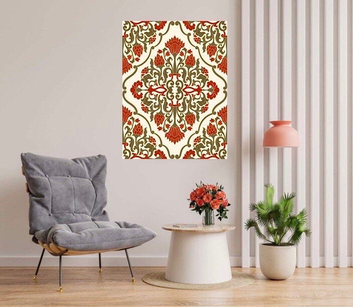 Flower Art Nouveau Ceramic Tile Mural/Mosaic - Floral Art Nouveau -Pattern Art Print - Flower Mural - Botanical Print - Art Nouveau Wall Art