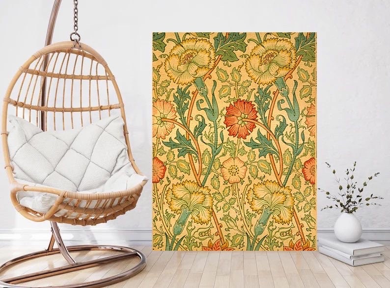 Tile Mural/Mosaic Ceramic Panel of Pink and Rose - William Morris - Flower Wall Art - Botanical Print - Tile Mural Mosaic - Floral Painting