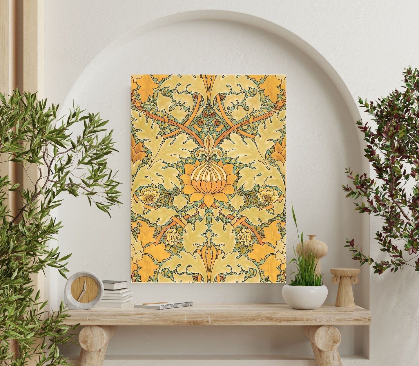 Tile Mural/Mosaic Ceramic Panel of St James - William Morris - Sunflower Wall Art - Botanical Print - Tile Mural Mosaic - Flower Mural