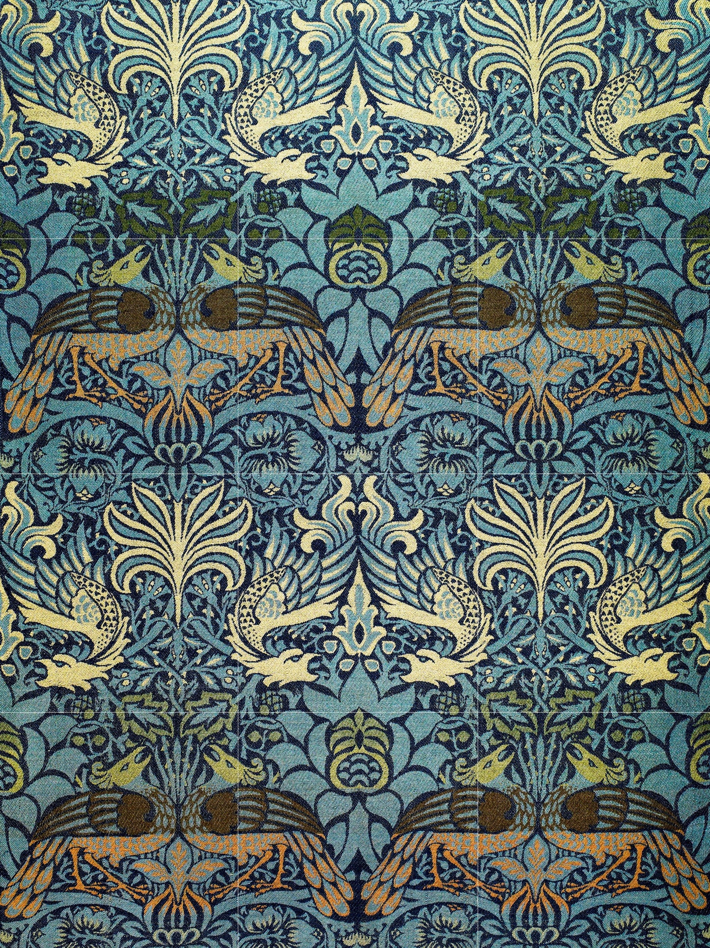 Tile Mural/Mosaic Ceramic Panel of Peacock and Dragon - William Morris Pattern - Birds Wall Art - Tile Mural Mosaic - Bird Mural -Dragon Art