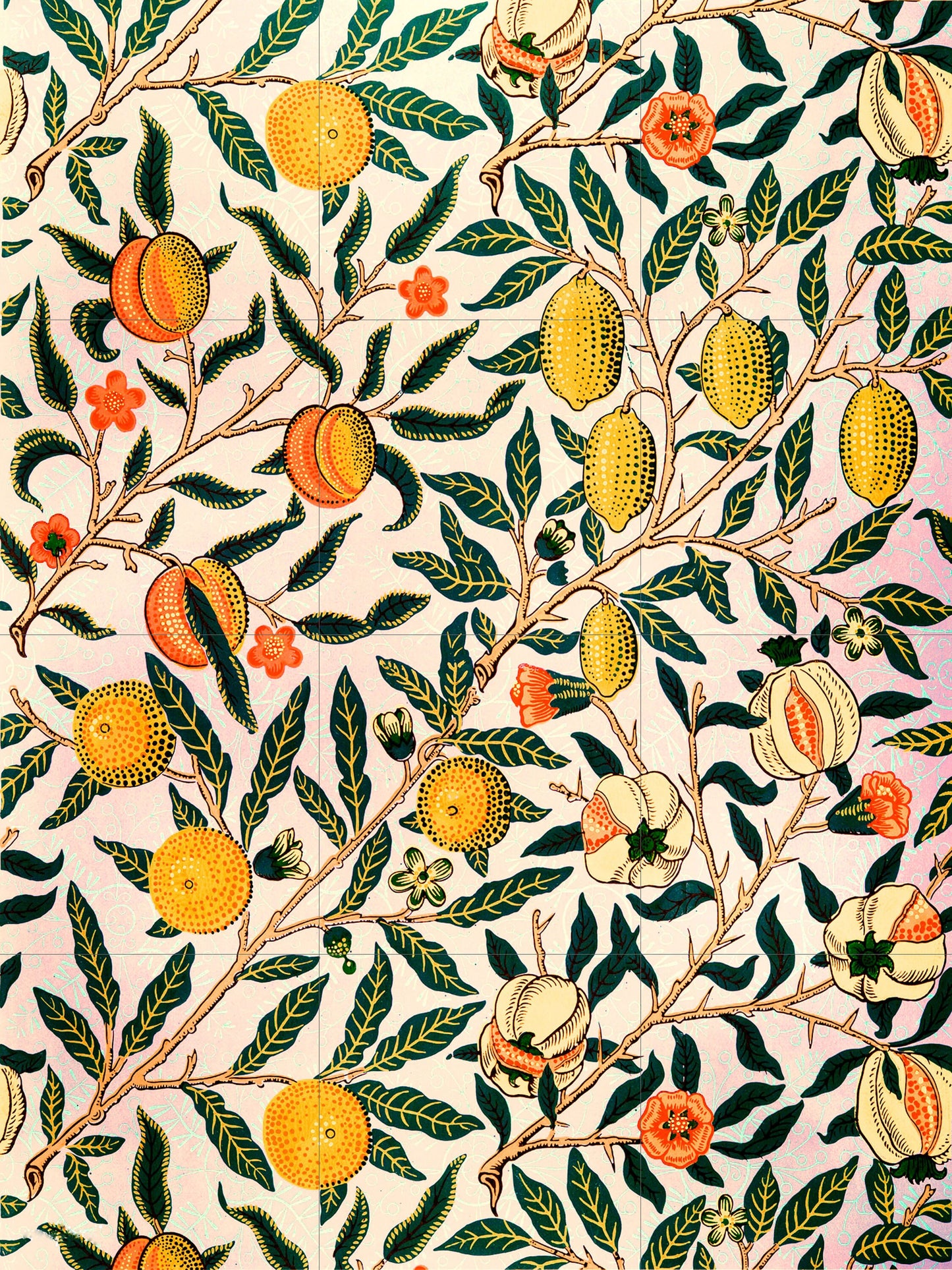 Tile Mural/Mosaic Ceramic Panel of Pomegranate - William Morris Art- Fruit Wall Art - Botanical Print - Tile Mural Mosaic - Fruits Pattern