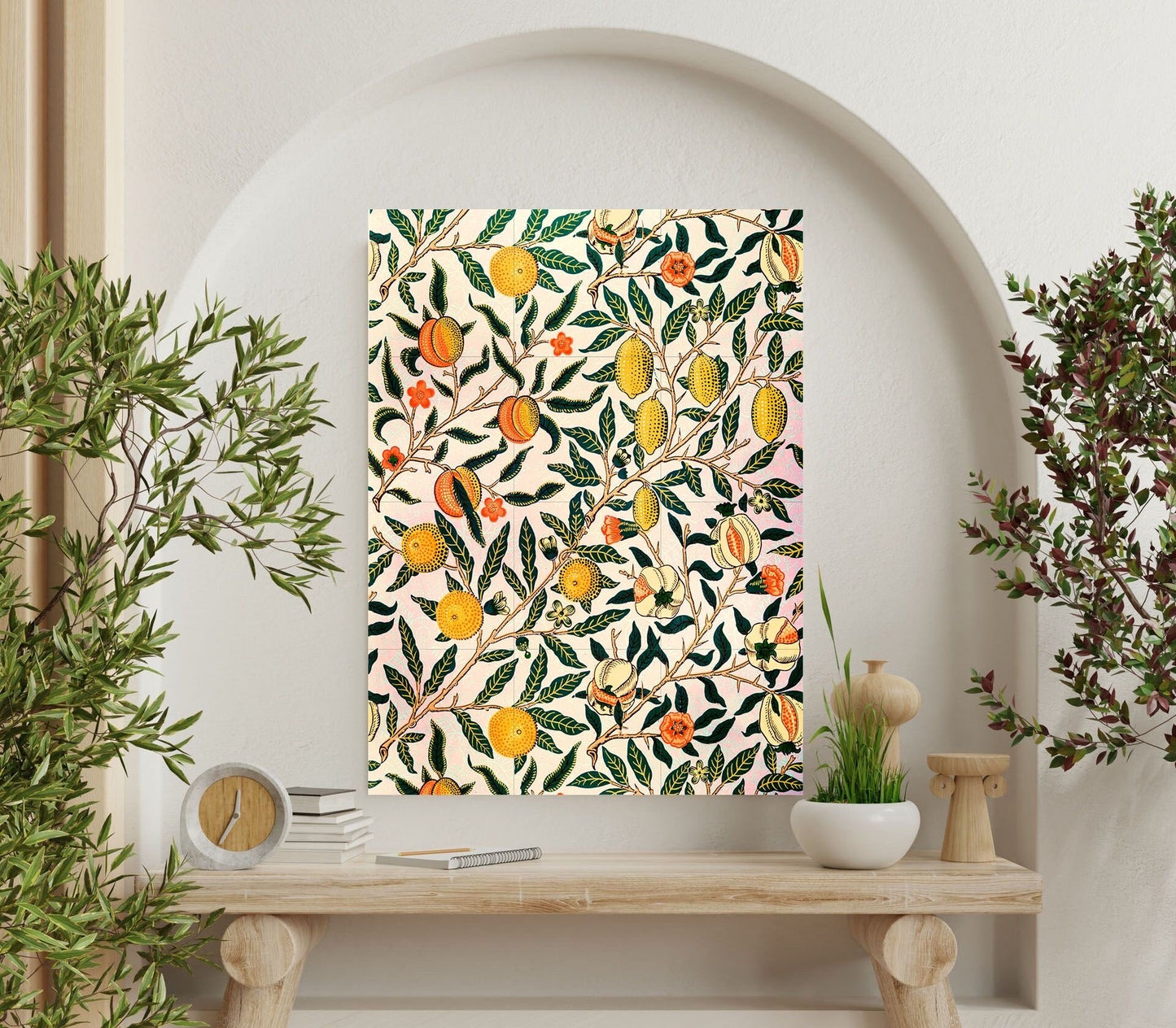 Tile Mural/Mosaic Ceramic Panel of Pomegranate - William Morris Art- Fruit Wall Art - Botanical Print - Tile Mural Mosaic - Fruits Pattern