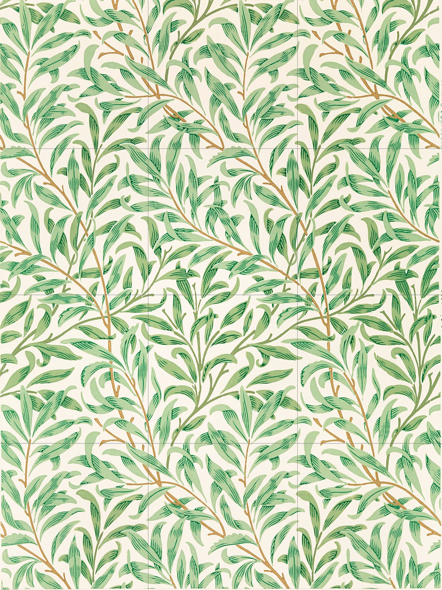 Tile Mural/Mosaic Ceramic Panel of Willow Bough - William Morris Pattern - Leaf Wall Art - Botanical Print - Tile Mural Mosaic - Leaves Art