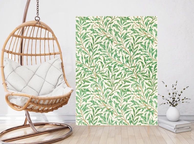 Tile Mural/Mosaic Ceramic Panel of Willow Bough - William Morris Pattern - Leaf Wall Art - Botanical Print - Tile Mural Mosaic - Leaves Art