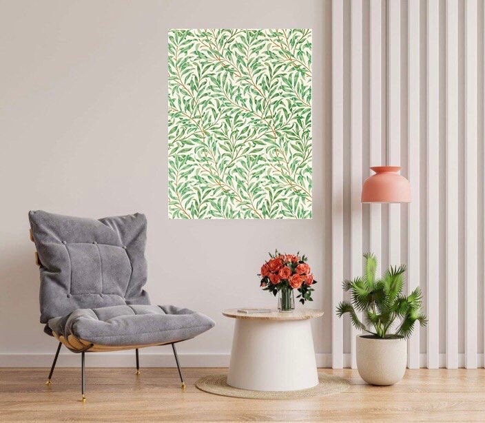Tile Mural/Mosaic Ceramic Panel of Willow Bough - William Morris Pattern - Leaf Wall Art - Botanical Print - Tile Mural Mosaic - Leaves Art