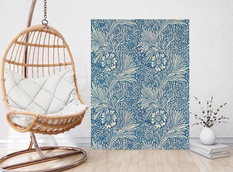 Tile Mural/Mosaic Ceramic Panel of Marigold - William Morris Pattern -Flower Wall Art -Botanical Print - Tile Mural Mosaic - Floral Painting