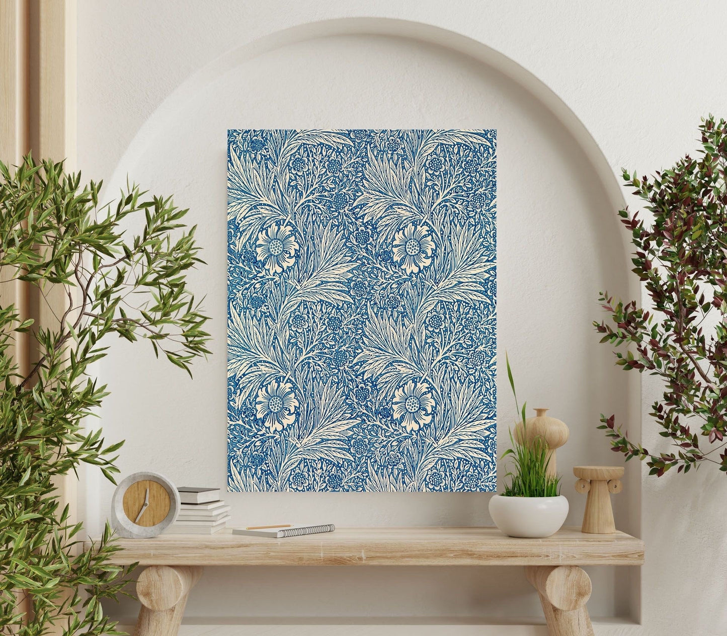 Tile Mural/Mosaic Ceramic Panel of Marigold - William Morris Pattern -Flower Wall Art -Botanical Print - Tile Mural Mosaic - Floral Painting