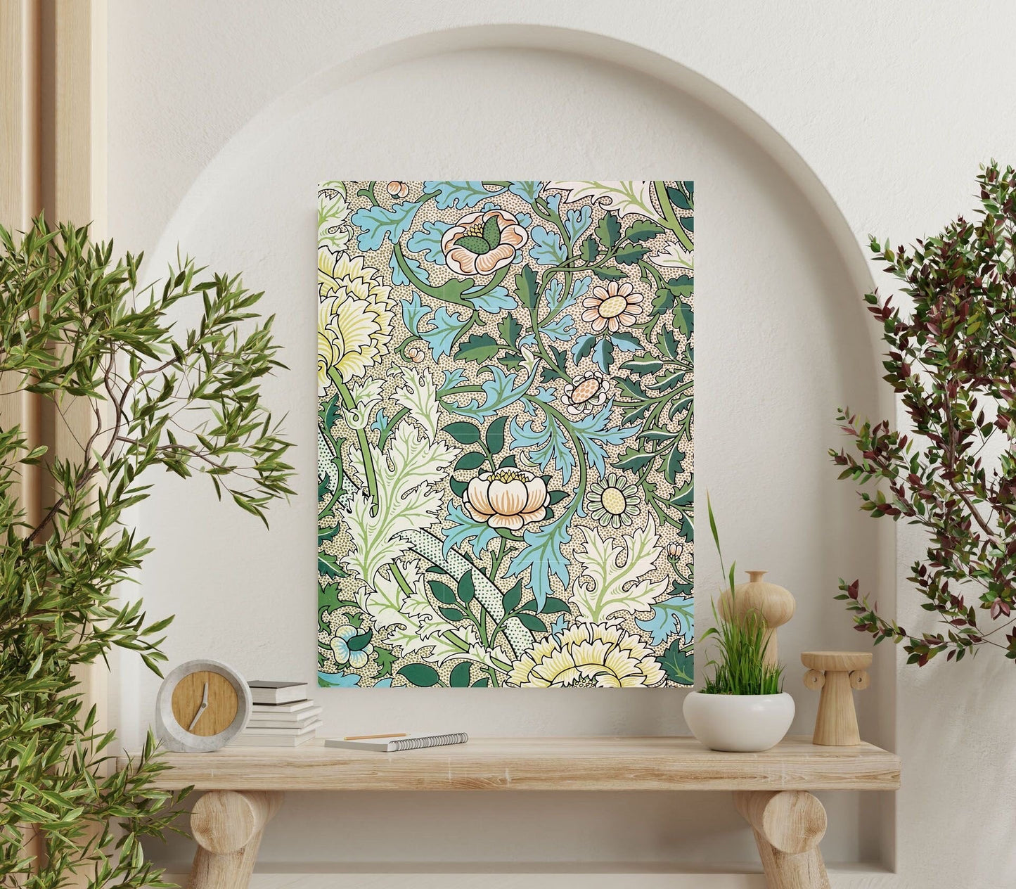 Flower Art Nouveau Ceramic Tile Mural/Mosaic - Floral Art Nouveau -Pattern Art Print - Flower Mural - Botanical Print - Art Nouveau Wall Art
