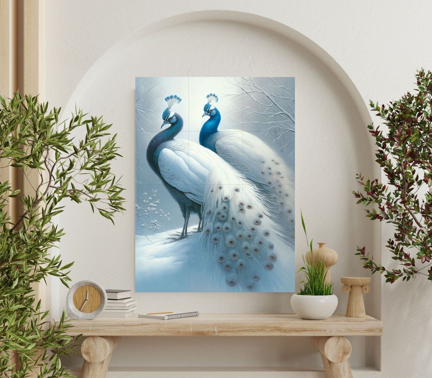 Tile Mural/Mosaic Ceramic Panel of Peacock - Bird Wall Art Home Decor - Peacock Mural - Gloss Tiles - Peacock Tile Mosaic - Peacock Print
