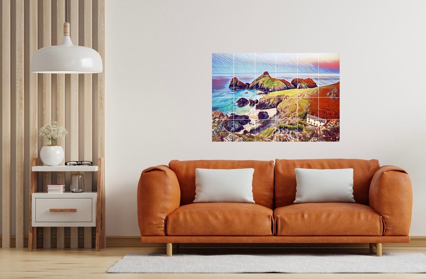 Tile Mural/Mosaic Ceramic Panel of Cornwall Lizard Point - Cornwall wall print - Colourful Wall Art -Tile Mural - Gloss Tiles - Tile Mosaic