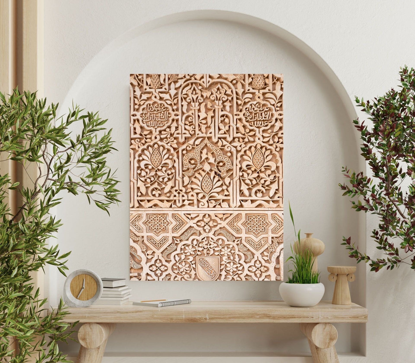 Tile Mural/Mosaic Ceramic Panel of a Arabic Floral Pattern - Botanical Print - Arabic Home Decor - Flower Tile Mural - Tile Mosaic