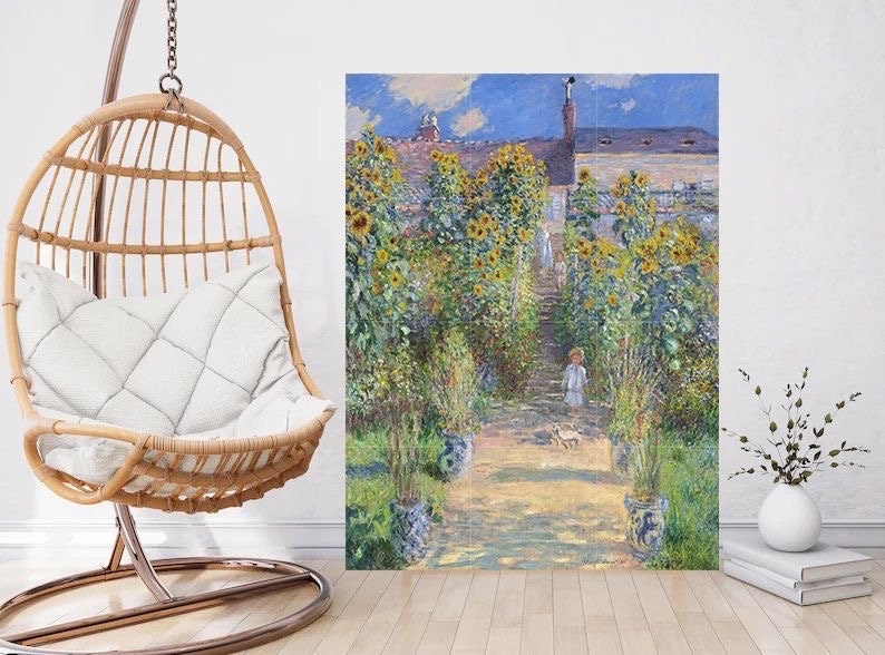 Tile Mural/Mosaic Ceramic Panel of Artist’s Garden - Claude Monet Print - Monet Wall Art - Garden Mural -Gloss Tiles -Sunflower Tile Mosaic