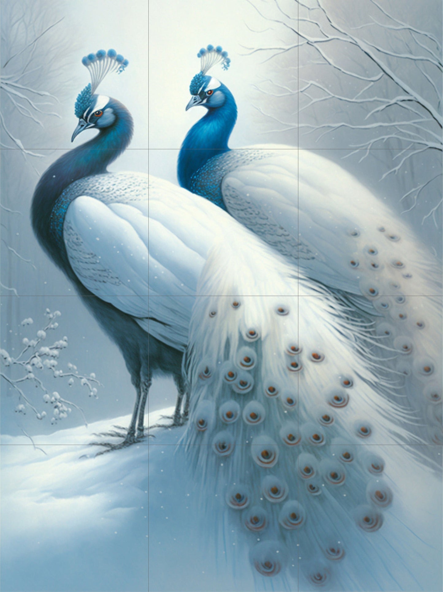 Tile Mural/Mosaic Ceramic Panel of Peacock - Bird Wall Art Home Decor - Peacock Mural - Gloss Tiles - Peacock Tile Mosaic - Peacock Print