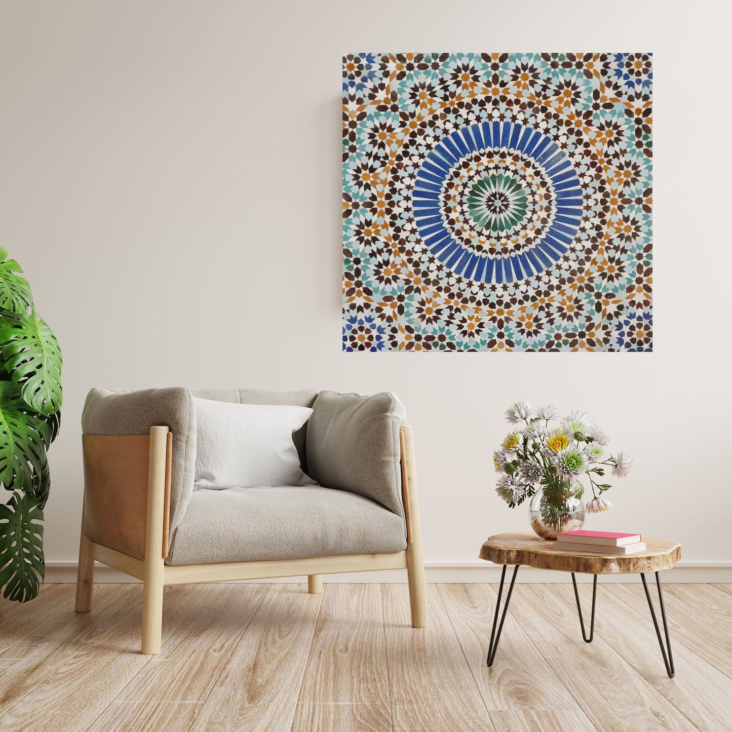 Tile Mural/Mosaic Ceramic Panel of Arabic Pattern -Arabic art decor -Moroccan Wall Art - Tile Mural -Home Decor -Tile Mosaic- Moroccan decor