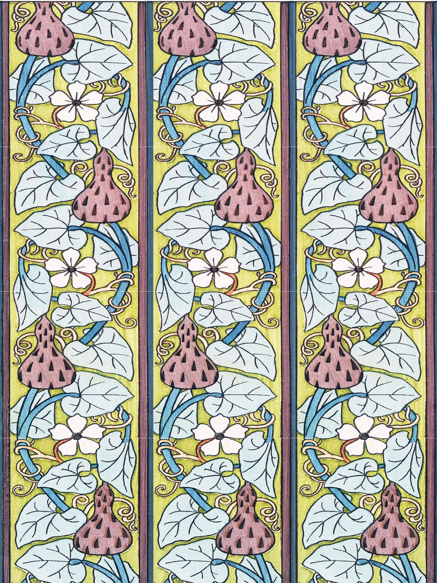 Flower Art Nouveau Ceramic Tile Mural/Mosaic - White Flowered Gourd Flower - Maurice Pillard Verneuil - Flower Mural - Art Nouveau Wall Art