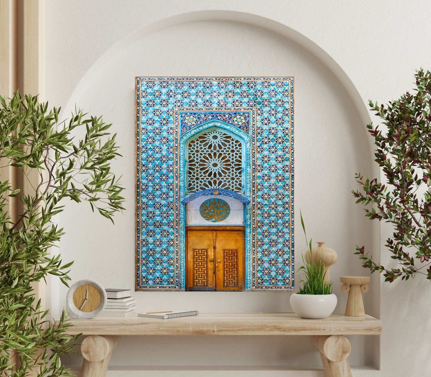 Tile Mural/Mosaic Ceramic Panel of Arabic Architecture Door Pattern -Botanical Print - Arabic Home Decor - Islamic Tile Mural - Tile Mosaic
