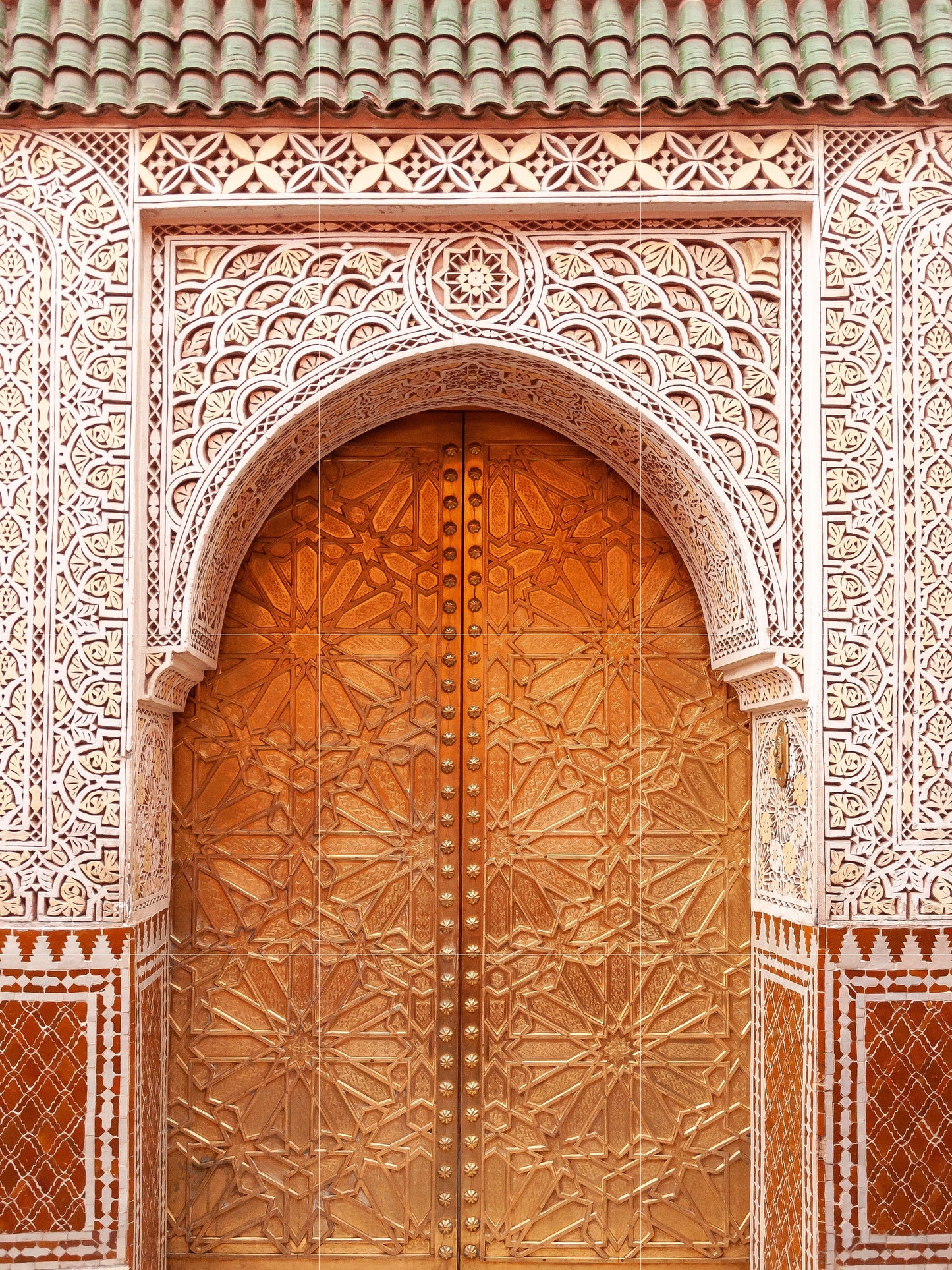 Tile Mural/Mosaic Ceramic Panel of Arabic Architecture Door Pattern -Botanical Print - Arabic Home Decor - Islamic Tile Mural - Tile Mosaic