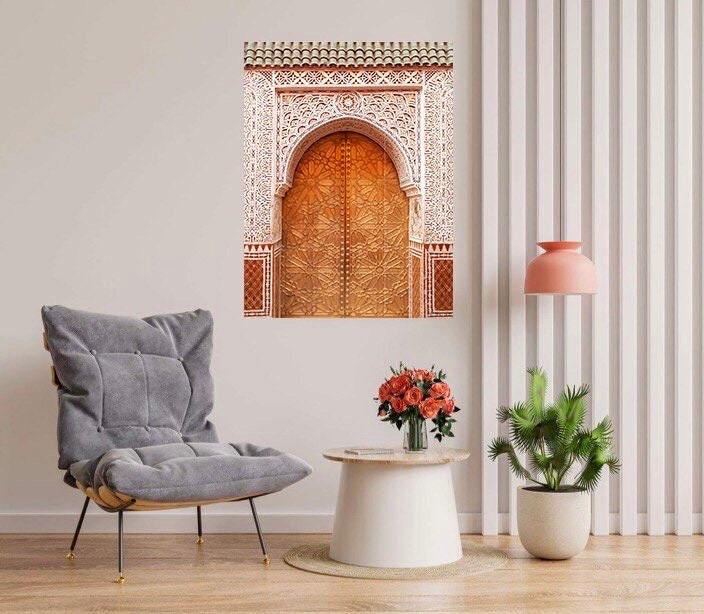 Tile Mural/Mosaic Ceramic Panel of Arabic Architecture Door Pattern -Botanical Print - Arabic Home Decor - Islamic Tile Mural - Tile Mosaic