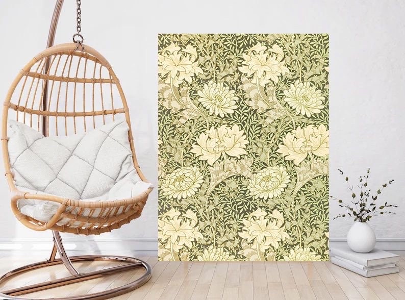 Art Nouveau Floral Ceramic Tile Mural/Mosaic - Flower Art Nouveau - William Morris Pattern Art Print - Flower Mural- Botanical Print Mural
