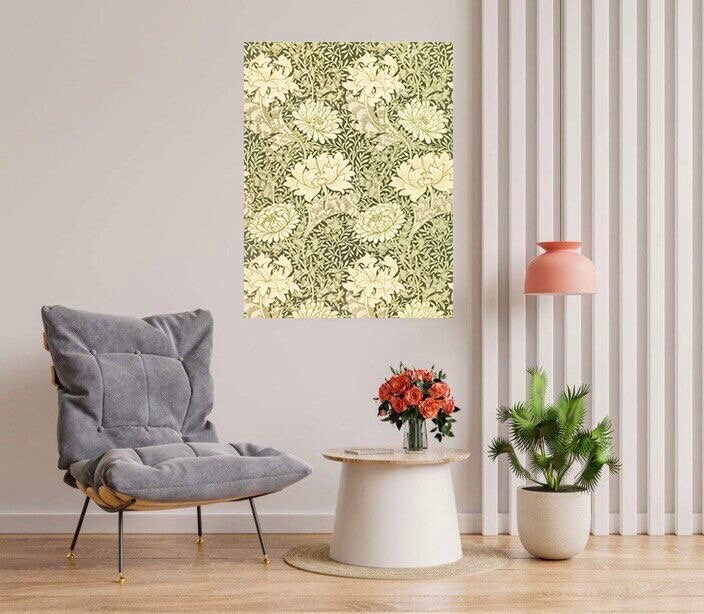 Art Nouveau Floral Ceramic Tile Mural/Mosaic - Flower Art Nouveau - William Morris Pattern Art Print - Flower Mural- Botanical Print Mural