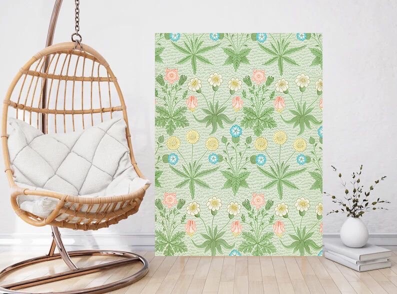Art Nouveau Floral Ceramic Tile Mural/Mosaic - Daisy Flower Art Nouveau - William Morris Pattern Art Print - Flower Mural- Botanical Print
