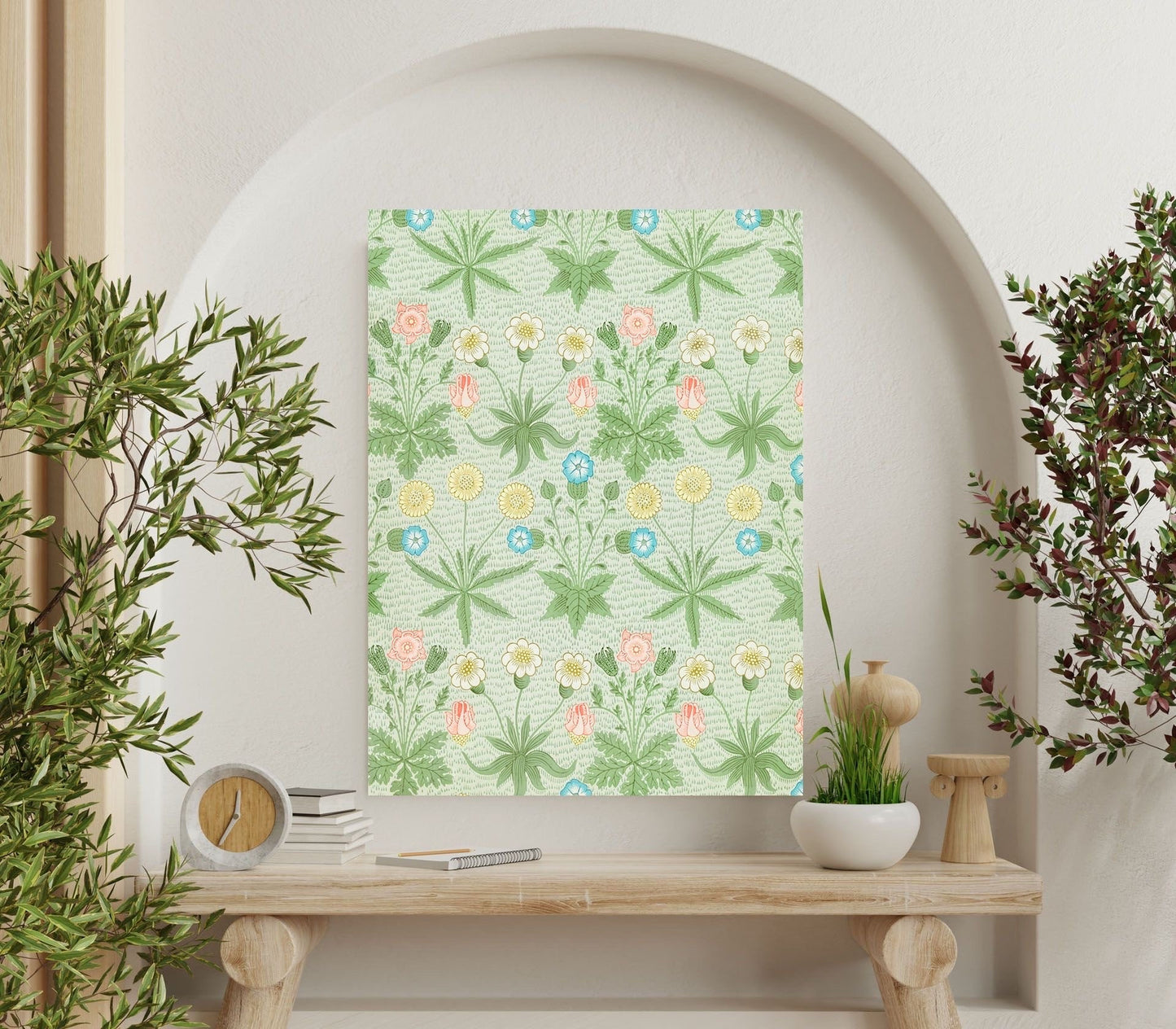 Art Nouveau Floral Ceramic Tile Mural/Mosaic - Daisy Flower Art Nouveau - William Morris Pattern Art Print - Flower Mural- Botanical Print