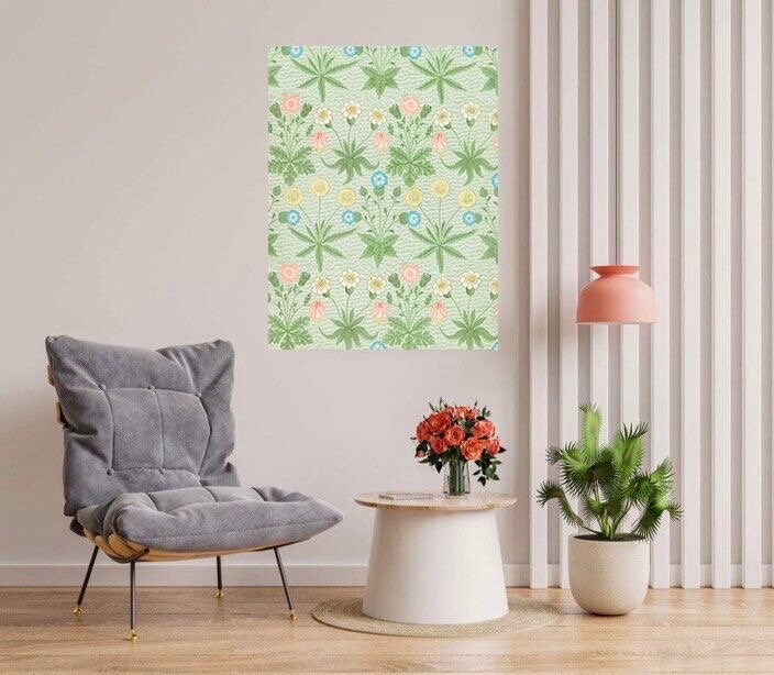 Art Nouveau Floral Ceramic Tile Mural/Mosaic - Daisy Flower Art Nouveau - William Morris Pattern Art Print - Flower Mural- Botanical Print