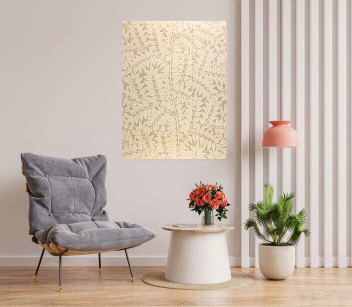 Tile Mural/Mosaic Ceramic Panel of Leaf Branch - William Morris Pattern - Leaf Wall Art - Botanical Print - Tile Mural Mosaic - Leaves Art