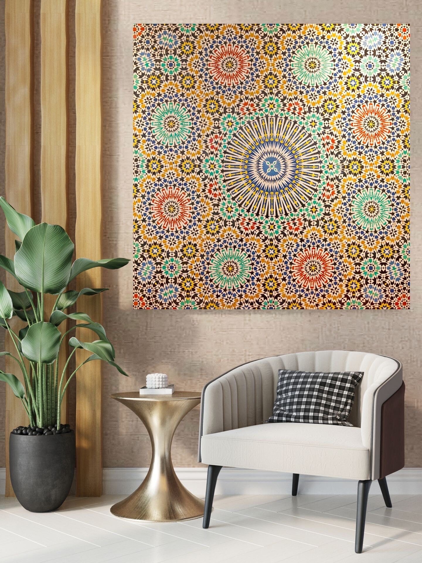 Tile Mural/Mosaic Ceramic Panel of Arabic Pattern -Arabic art decor -Moroccan Wall Art - Tile Mural -Home Decor -Tile Mosaic- Moroccan decor