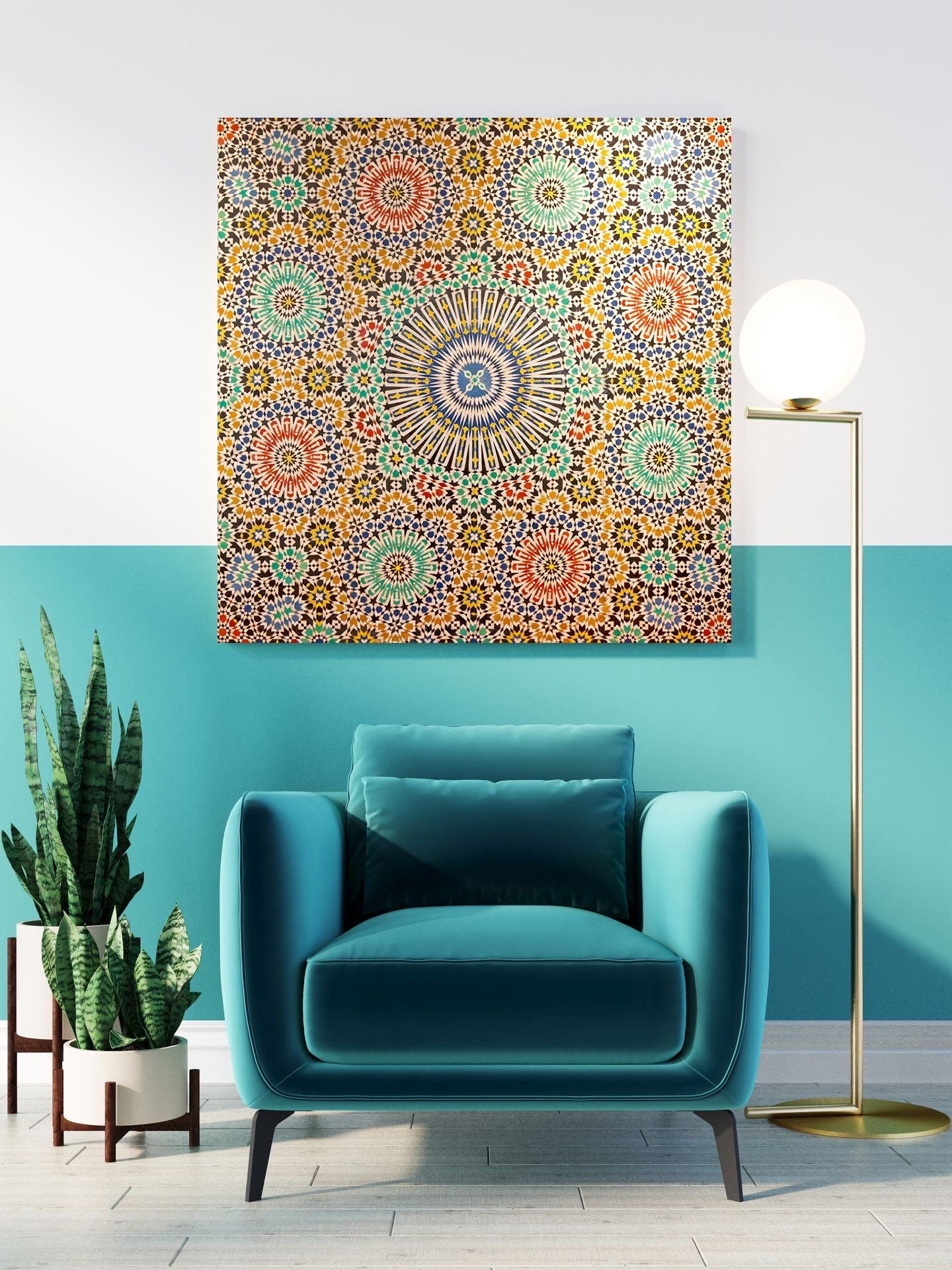 Tile Mural/Mosaic Ceramic Panel of Arabic Pattern -Arabic art decor -Moroccan Wall Art - Tile Mural -Home Decor -Tile Mosaic- Moroccan decor