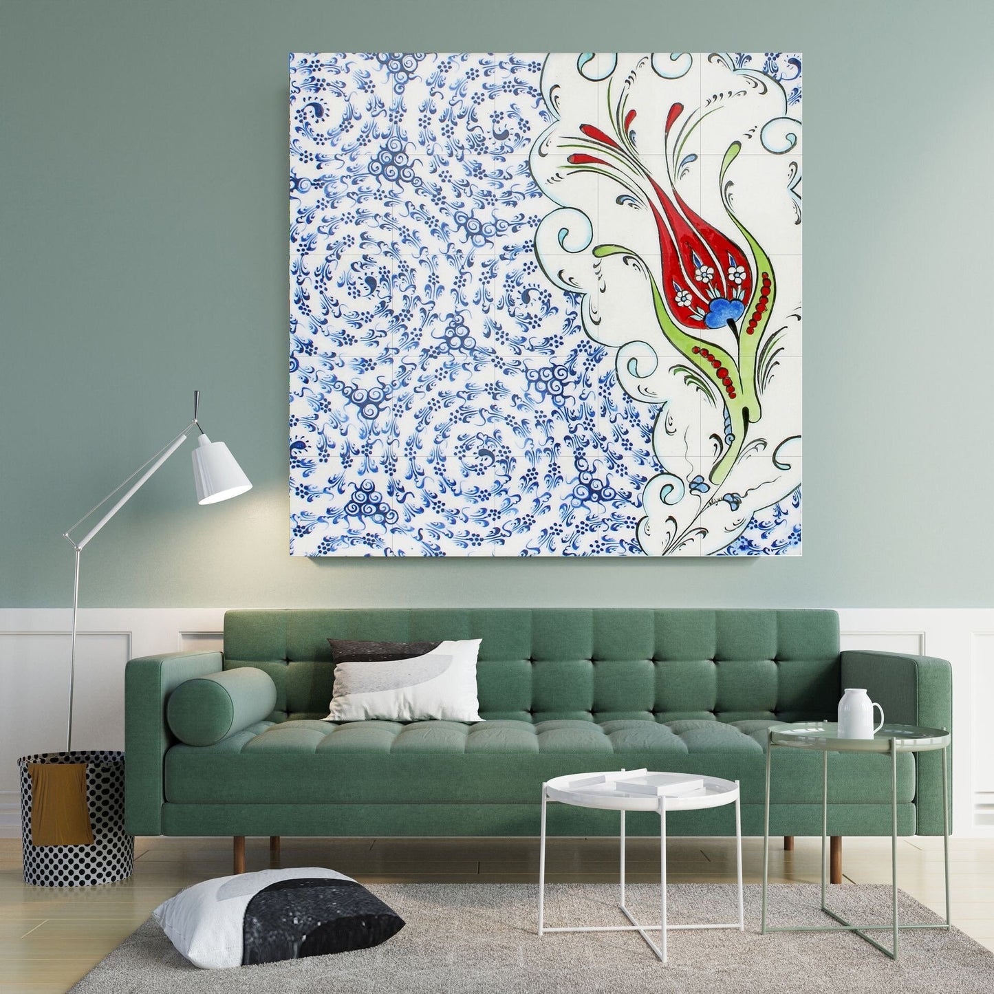 Tile Mural/Mosaic Ceramic Panel of Arabic Pattern Aabic Print - Tile Mural - Gloss Tiles - Tile Mosaic -Arabic Print - Iznik Turkish Tiles