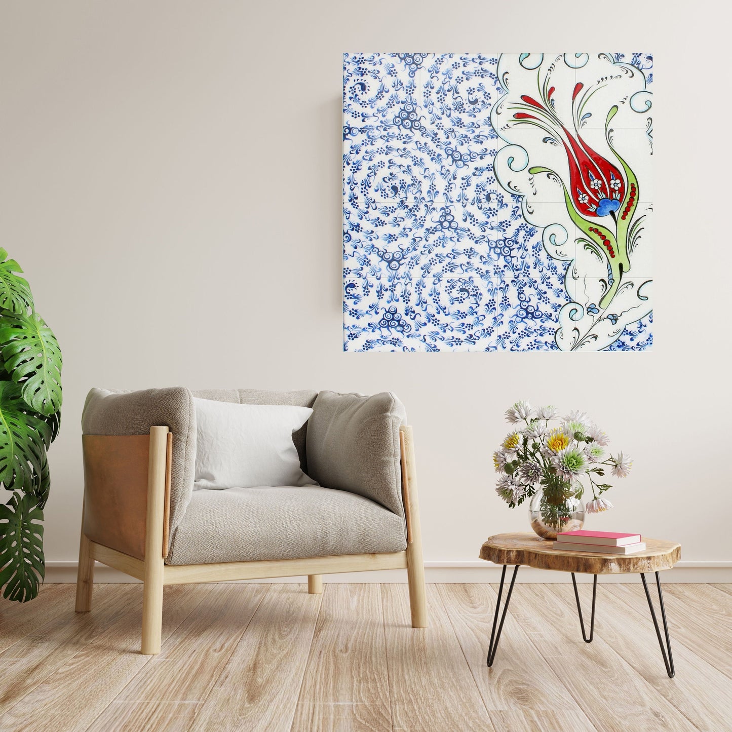 Tile Mural/Mosaic Ceramic Panel of Arabic Pattern Aabic Print - Tile Mural - Gloss Tiles - Tile Mosaic -Arabic Print - Iznik Turkish Tiles