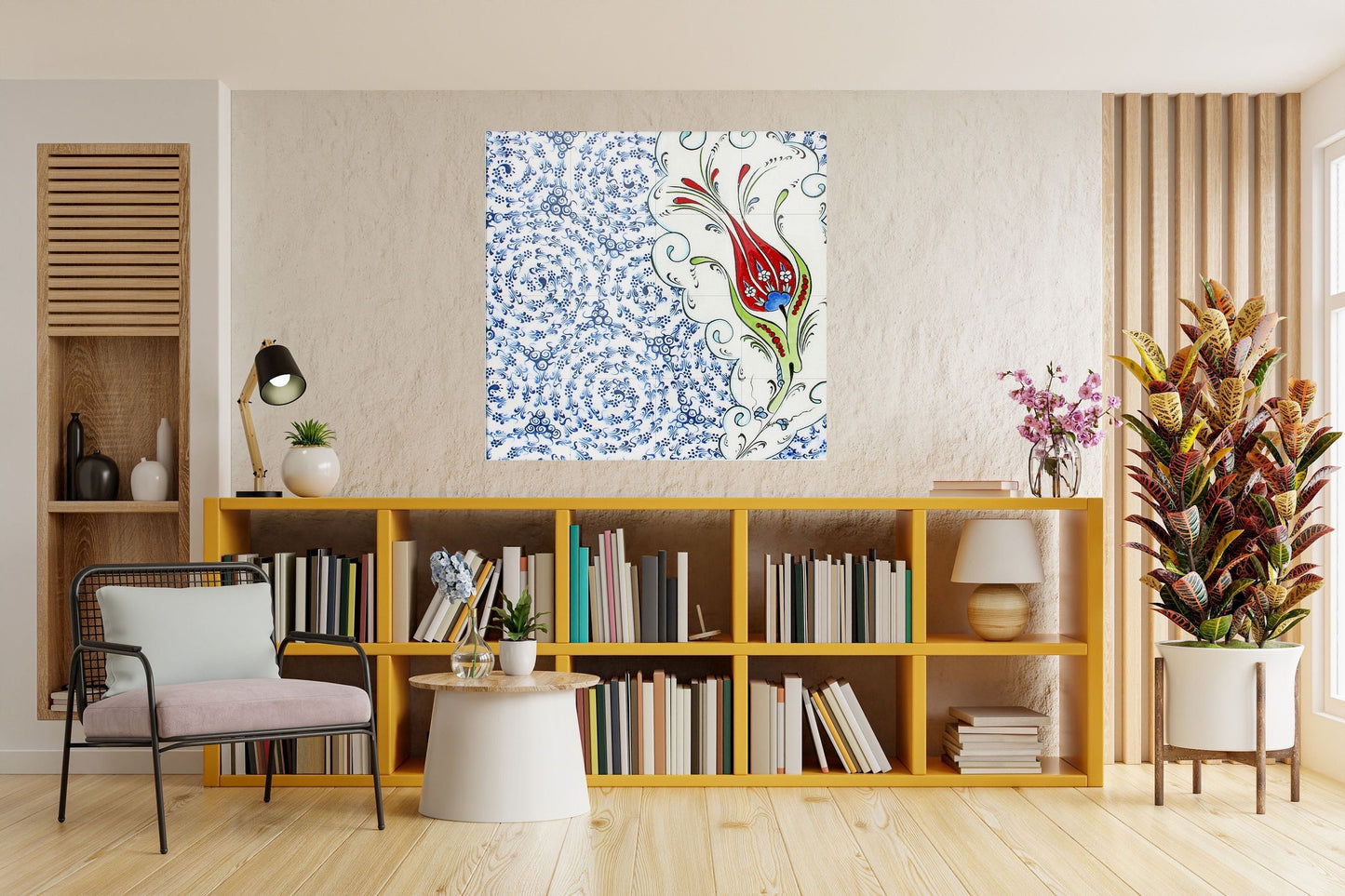 Tile Mural/Mosaic Ceramic Panel of Arabic Pattern Aabic Print - Tile Mural - Gloss Tiles - Tile Mosaic -Arabic Print - Iznik Turkish Tiles