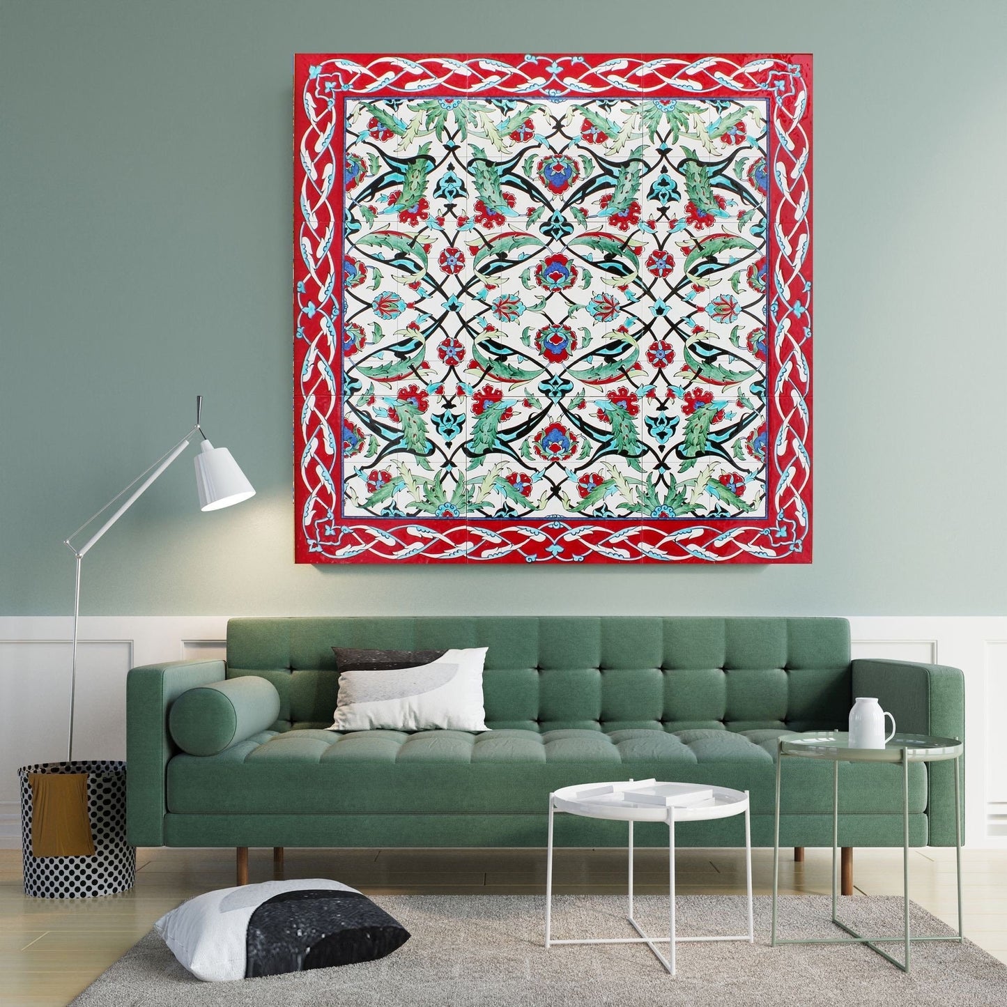 Tile Mural/Mosaic Ceramic Panel of Arabic Pattern Aabic Print - Tile Mural - Gloss Tiles - Tile Mosaic -Arabic Print - Iznik Turkish Tiles