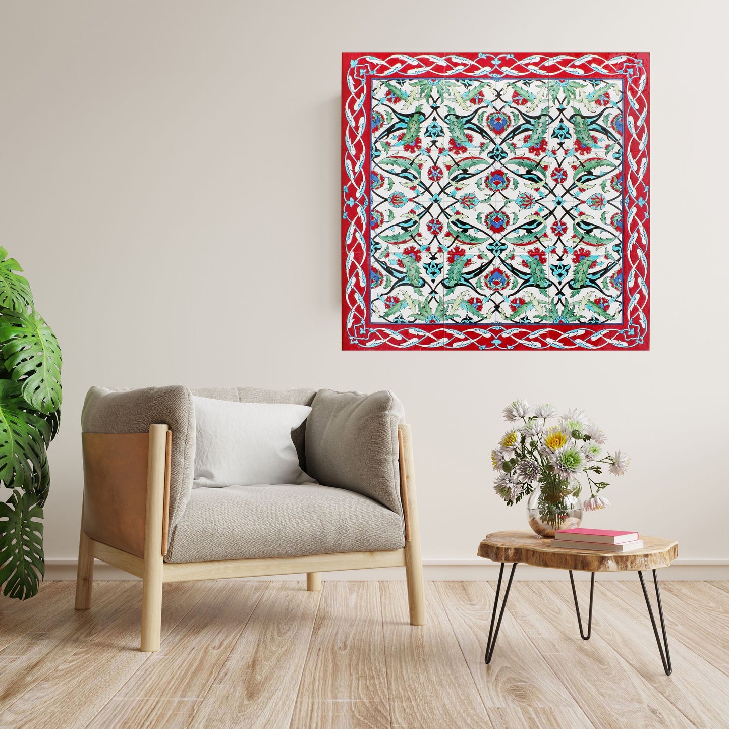 Tile Mural/Mosaic Ceramic Panel of Arabic Pattern Aabic Print - Tile Mural - Gloss Tiles - Tile Mosaic -Arabic Print - Iznik Turkish Tiles