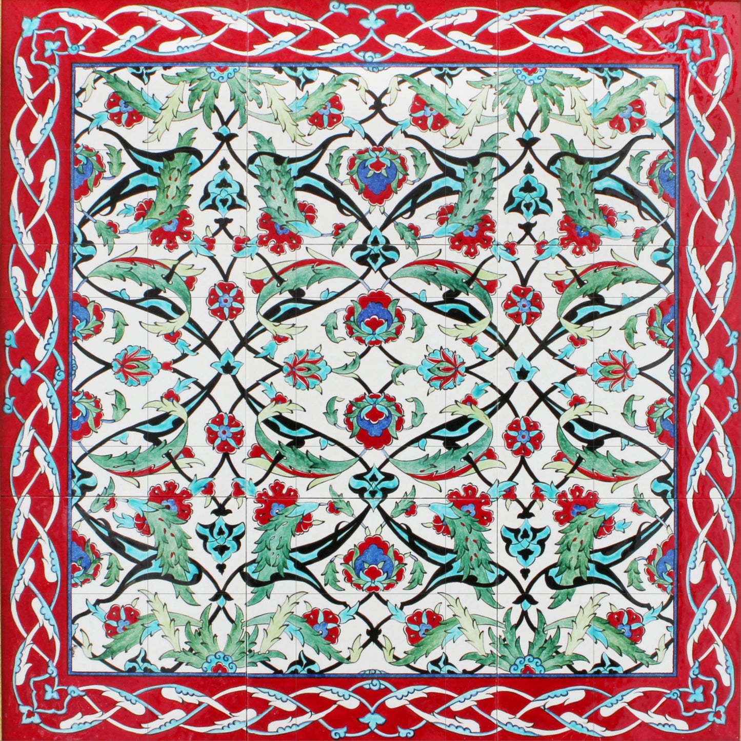 Tile Mural/Mosaic Ceramic Panel of Arabic Pattern Aabic Print - Tile Mural - Gloss Tiles - Tile Mosaic -Arabic Print - Iznik Turkish Tiles