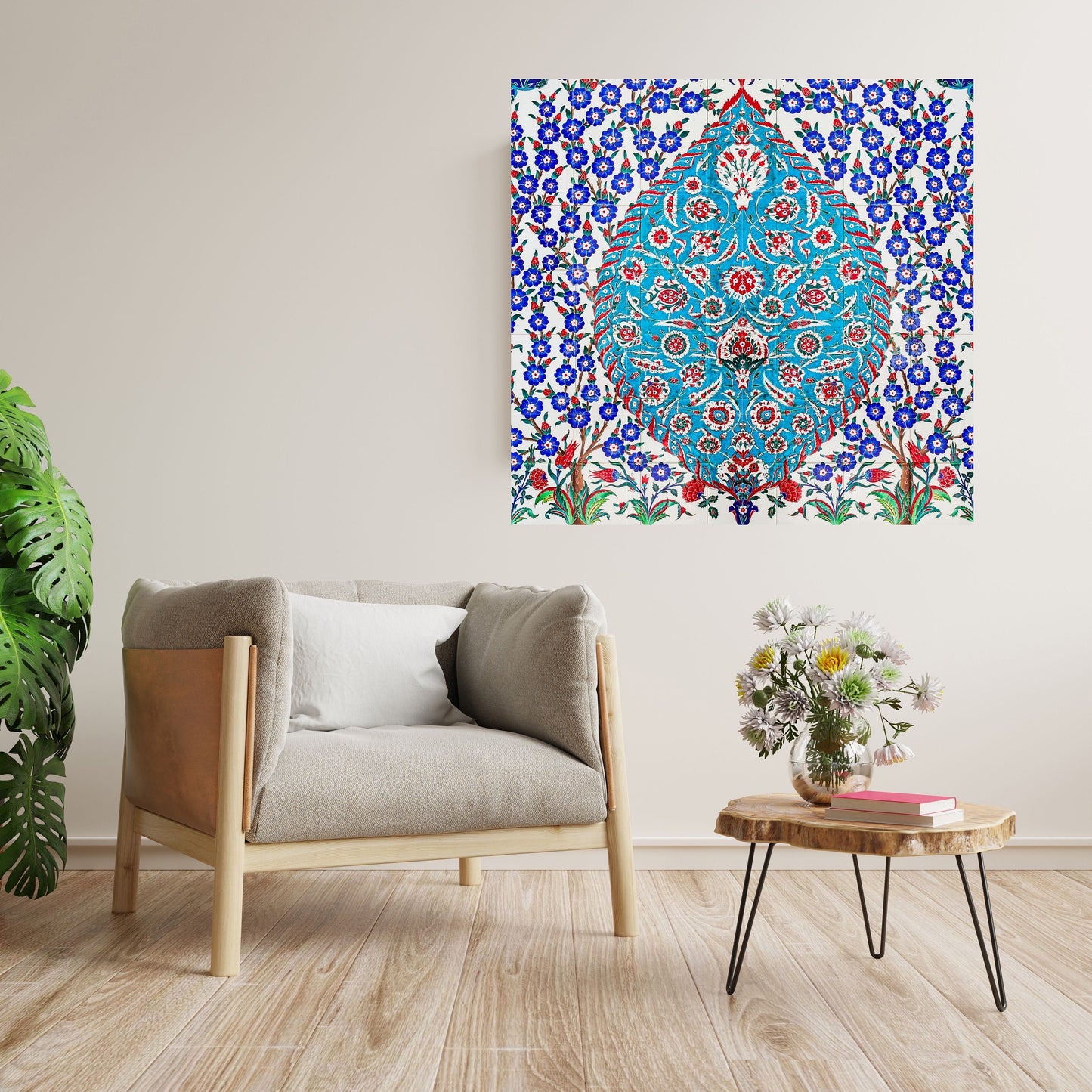 Tile Mural/Mosaic Ceramic Panel of Arabic Pattern Aabic Print - Tile Mural - Gloss Tiles - Tile Mosaic -Arabic Print - Iznik Turkish Tiles