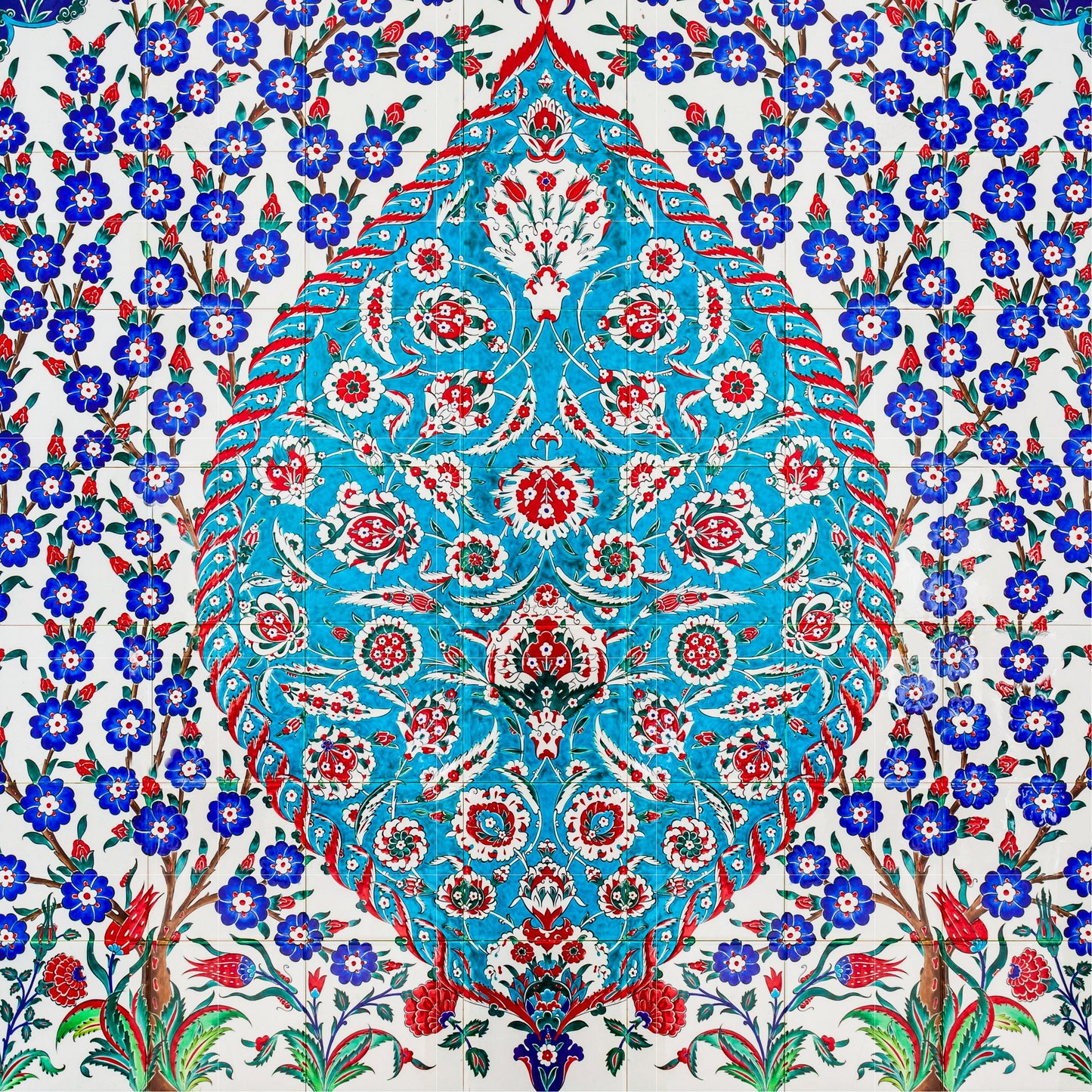 Tile Mural/Mosaic Ceramic Panel of Arabic Pattern Aabic Print - Tile Mural - Gloss Tiles - Tile Mosaic -Arabic Print - Iznik Turkish Tiles