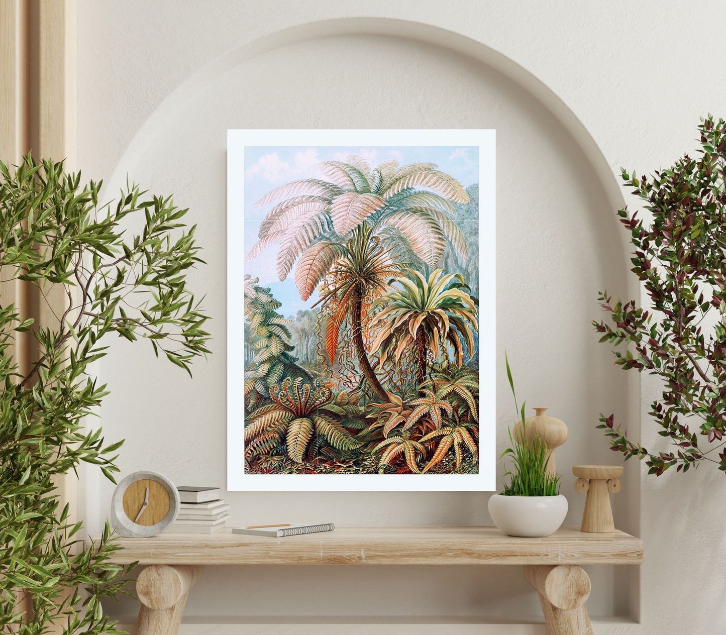 Tile Mural/Mosaic Ceramic Panel of Ferns-Filicinae Ernst Haeckel Botanical Print- Ernst Haeckel Print- Vintage Botanical Print - Floral Art