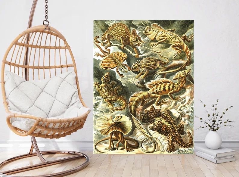 Tile Mural/Mosaic Ceramic Panel of Reptiles - Ernst Haeckel Print - Ernst Haeckel Prints - Vintage Animal Print - Reptile Wall Art