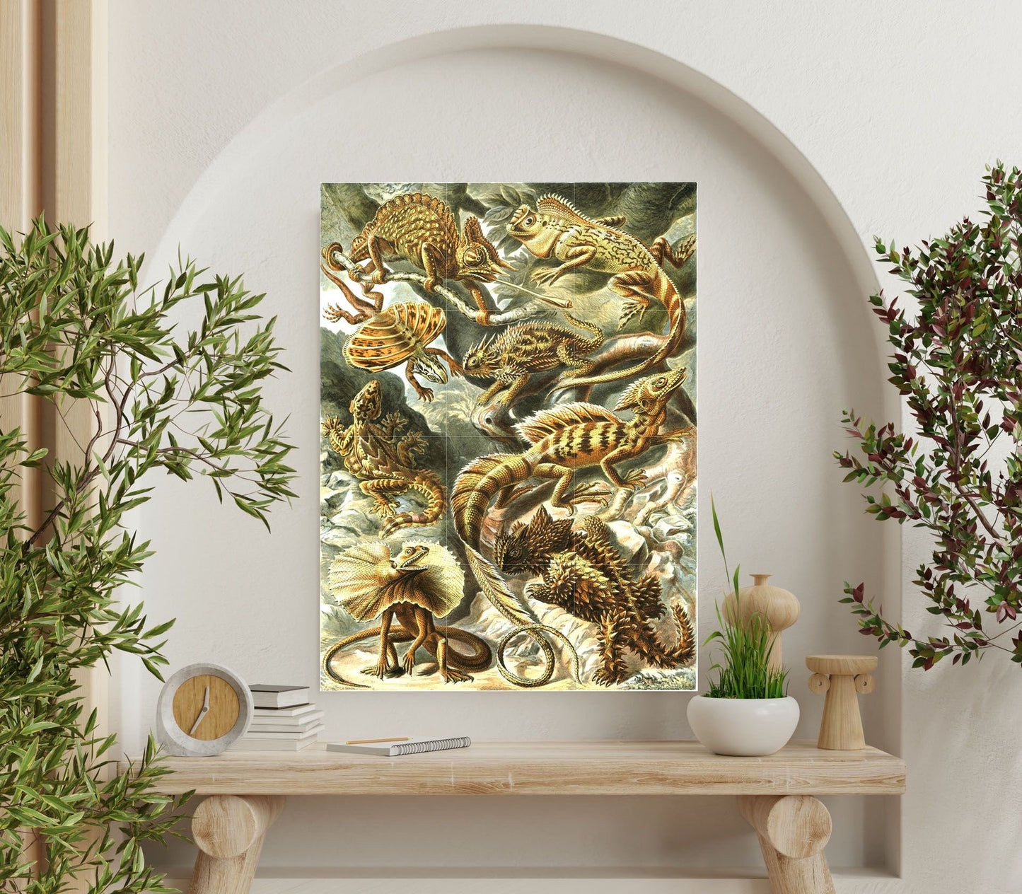 Tile Mural/Mosaic Ceramic Panel of Reptiles - Ernst Haeckel Print - Ernst Haeckel Prints - Vintage Animal Print - Reptile Wall Art